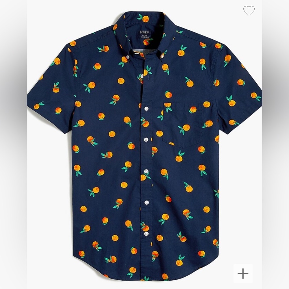 jcrew factory Short-sleeve slim orange-print flex casual shirt